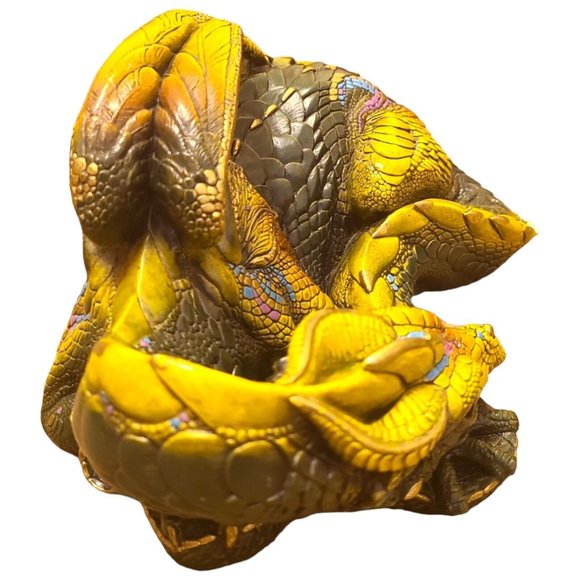 Windstone Dragon Sculpture Green Curled Mother 1985 Retired - Picture 6 of 10